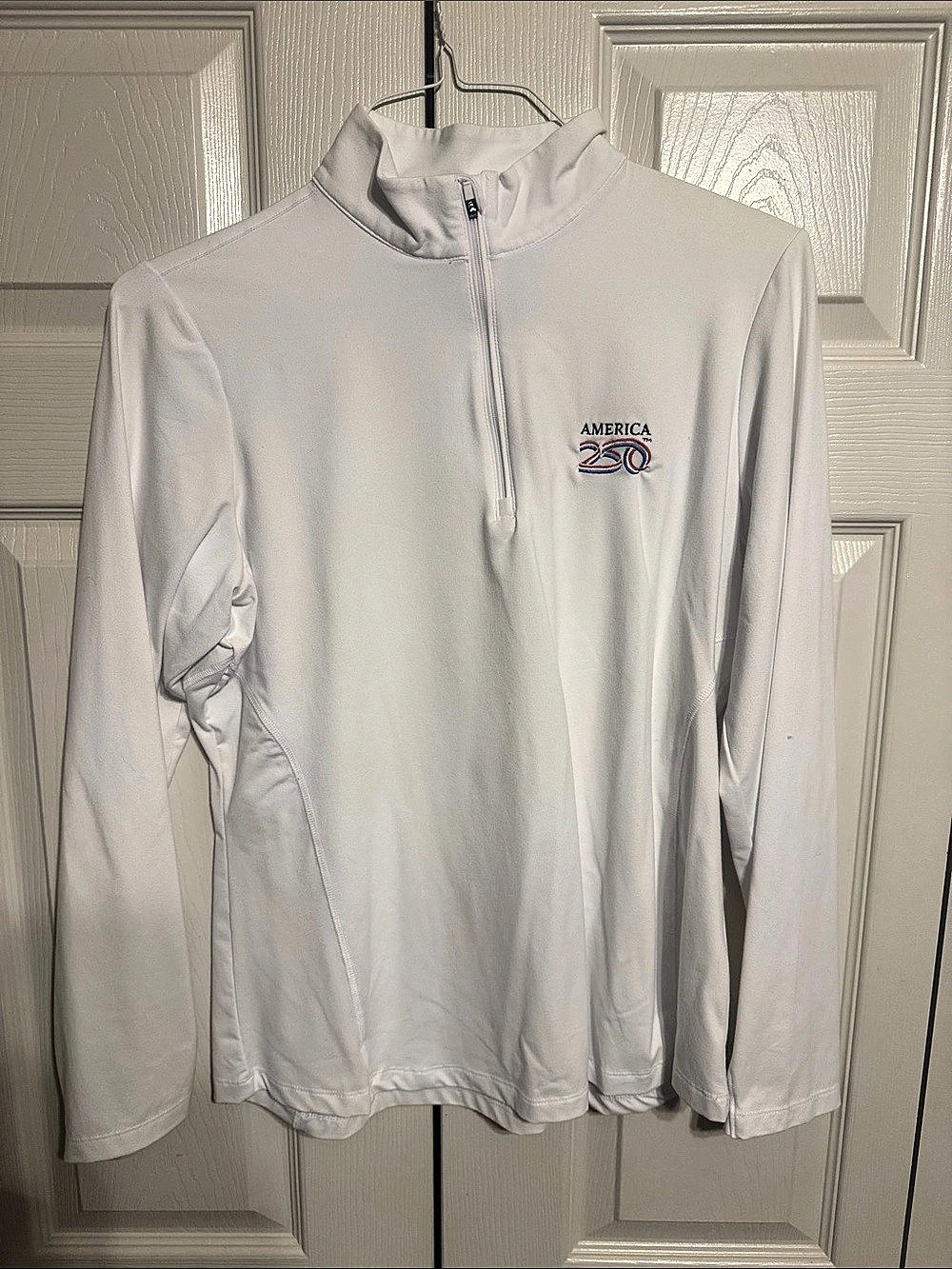 Rhoback Men’s Solid Performance Q-Zip - America250 White Large
